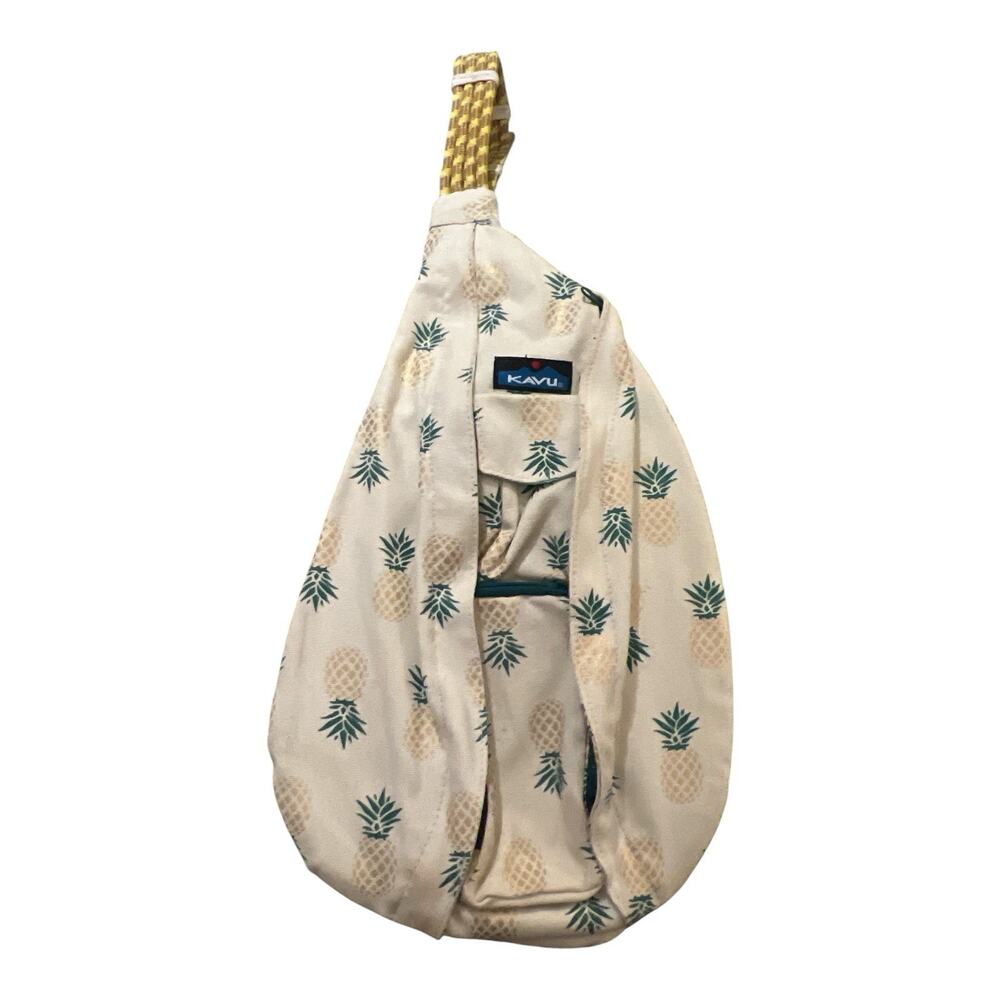 KAVU Original Rope Crossbody Sling Bag Backpack Purse Tan With Pineapples